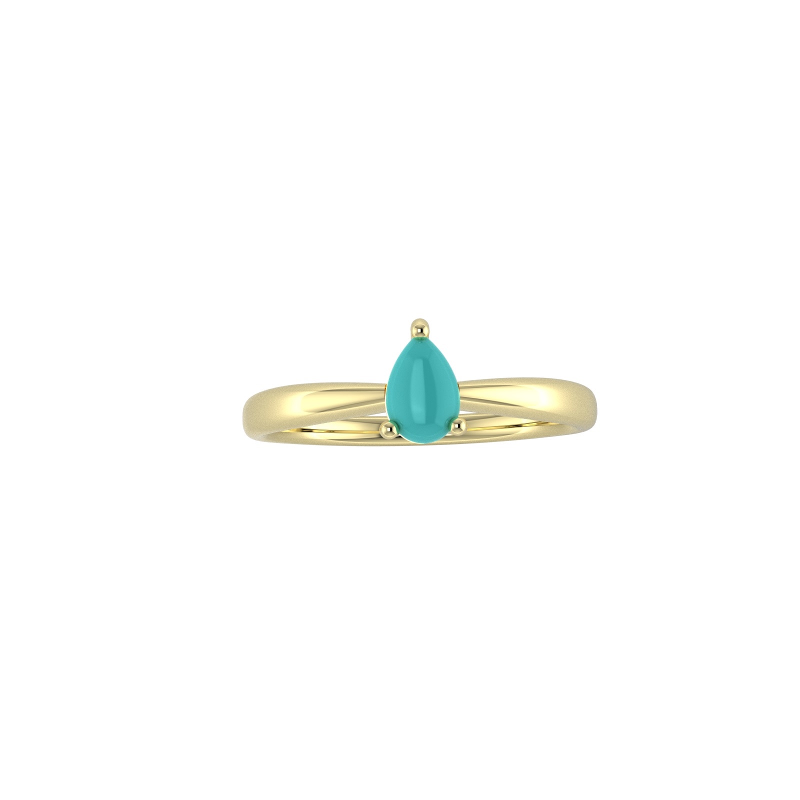 9ct Yellow Gold 4 Claw Pear Cut Turquoise Ring