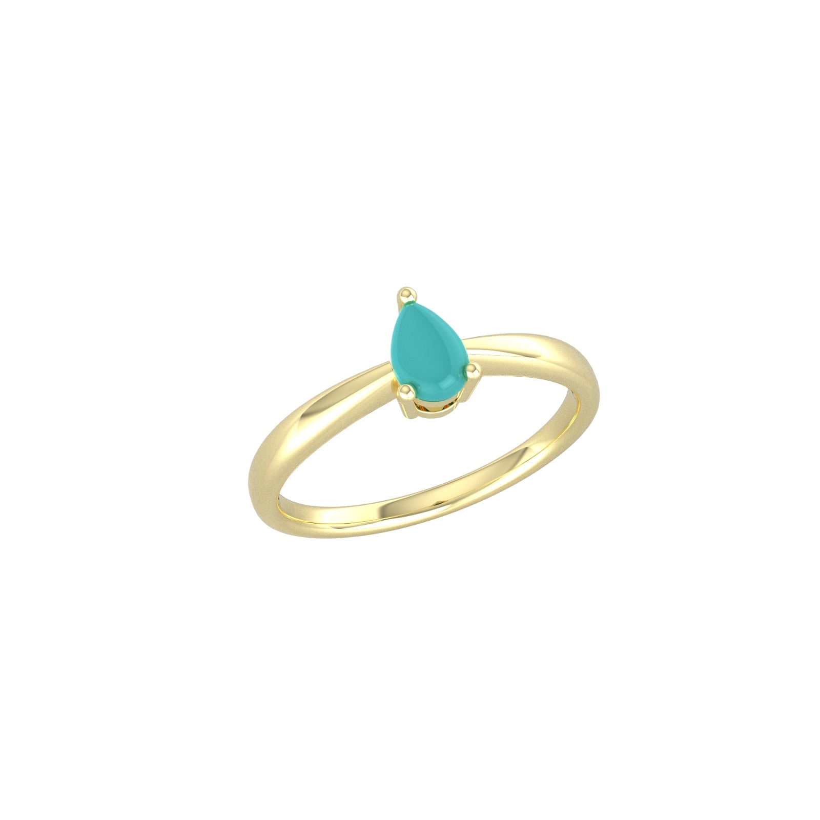 By Request 9ct Yellow Gold 4 Claw Pear Cut Turquoise Ring