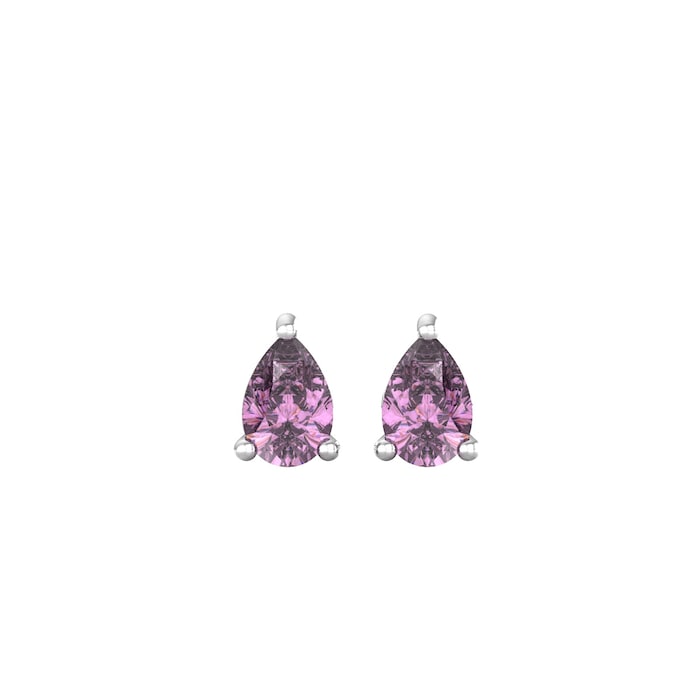 By Request 9ct White Gold 4 Claw Pear Cut Amethyst Stud Earrings