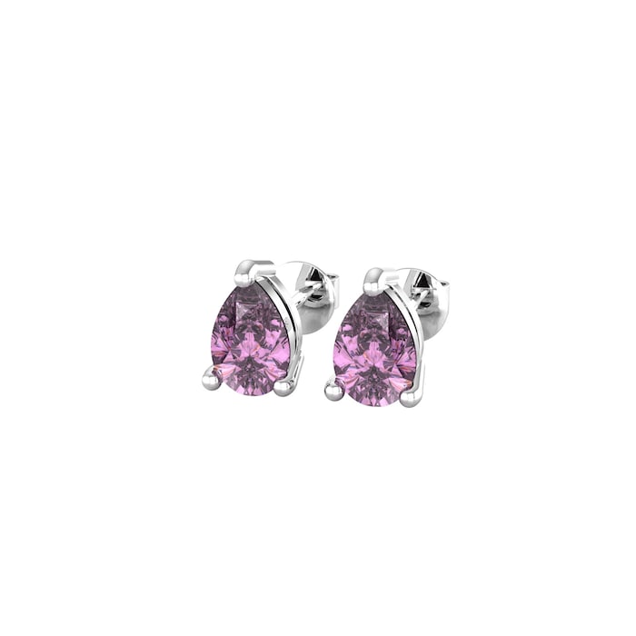 By Request 9ct White Gold 4 Claw Pear Cut Amethyst Stud Earrings