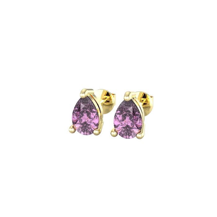 By Request 9ct Yellow Gold 4 Claw Pear Cut Amethyst Stud Earrings