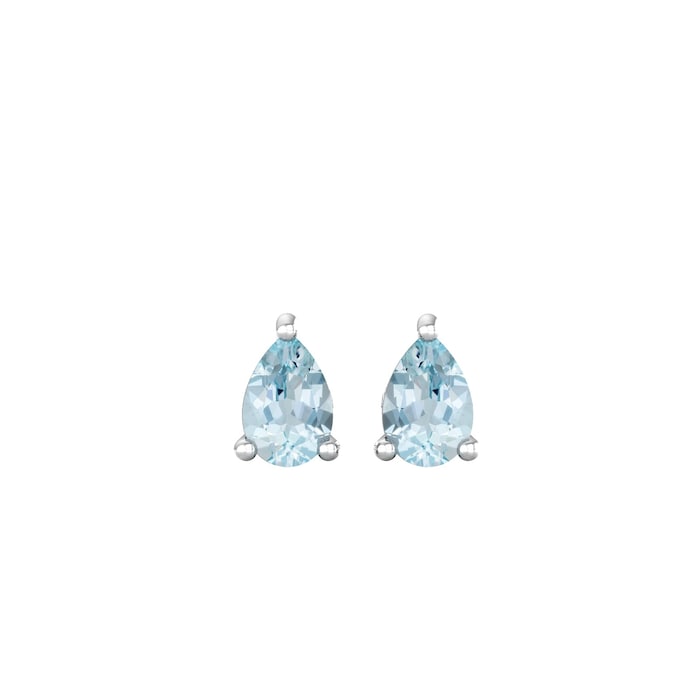 By Request 9ct White Gold 4 Claw Pear Cut Aquamarine Stud Earrings