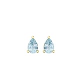 By Request 9ct Yellow Gold 4 Claw Pear Cut Aquamarine Stud Earrings