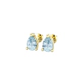 By Request 9ct Yellow Gold 4 Claw Pear Cut Aquamarine Stud Earrings