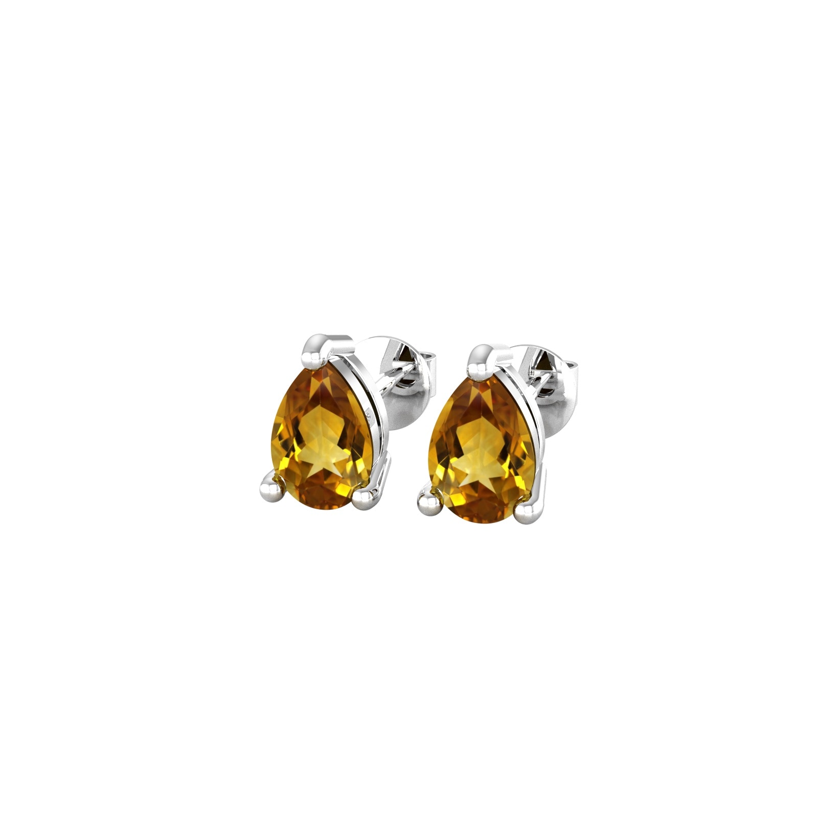 By Request 9ct White Gold 4 Claw Pear Cut Citrine Stud Earrings By Request 9ct White Gold 4 Claw Pear Cut Citrine Stud Earrings
