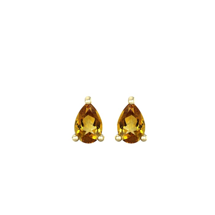 By Request 9ct Yellow Gold 4 Claw Pear Cut Citrine Stud Earrings