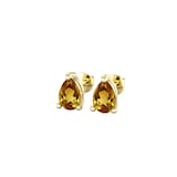 By Request 9ct Yellow Gold 4 Claw Pear Cut Citrine Stud Earrings