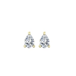 37894310 - 9ct Yellow Gold 4 Claw Pear Cut 0.80ct Diamond Stud Earrings