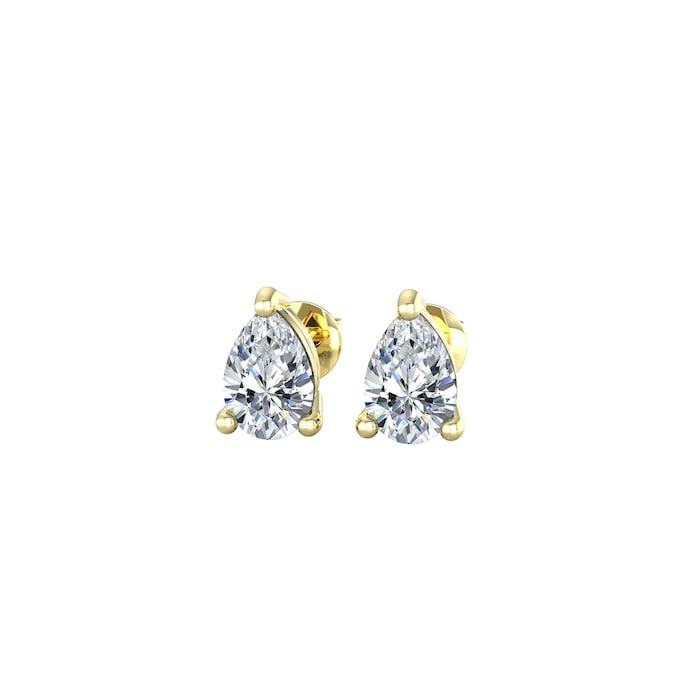 By Request 9ct Yellow Gold 4 Claw Pear Cut 0.80ct Diamond Stud Earrings