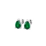 By Request 9ct White Gold 4 Claw Pear Cut Emerald Stud Earrings