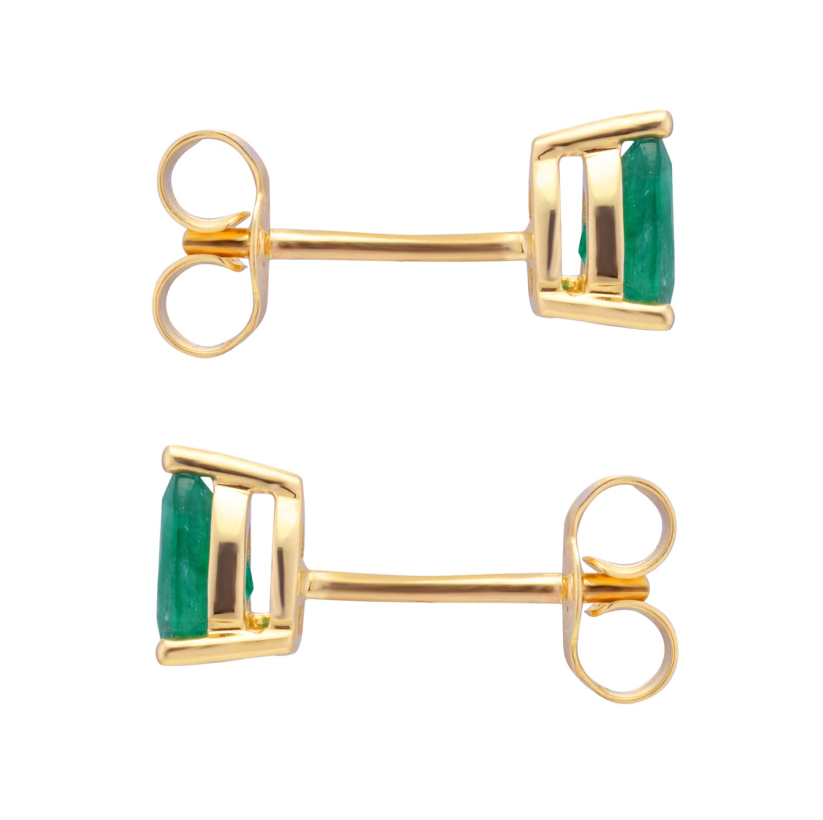 By Request 9ct Yellow Gold 4 Claw Pear Cut Emerald Stud Earrings