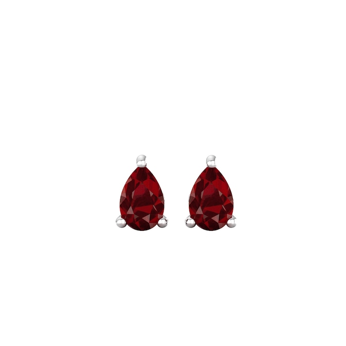 By Request 9ct White Gold 4 Claw Pear Cut Garnet Stud Earrings