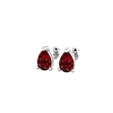 By Request 9ct White Gold 4 Claw Pear Cut Garnet Stud Earrings