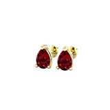 By Request 9ct Yellow Gold 4 Claw Pear Cut Garnet Stud Earrings