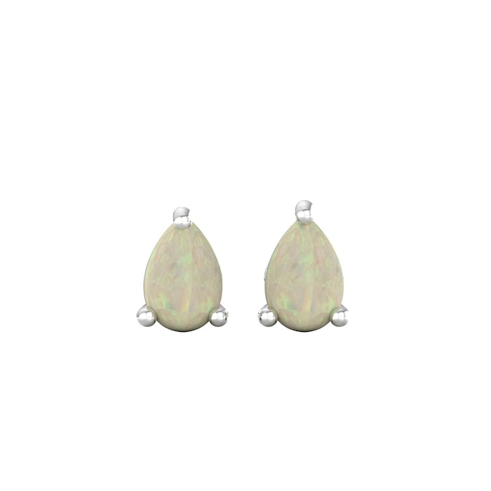 By Request 9ct White Gold 4 Claw Pear Cut Opal Stud Earrings