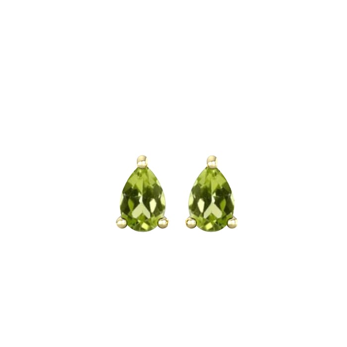 By Request 9ct Yellow Gold 4 Claw Pear Cut Peridot Stud Earrings