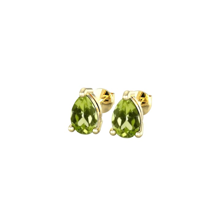 By Request 9ct Yellow Gold 4 Claw Pear Cut Peridot Stud Earrings