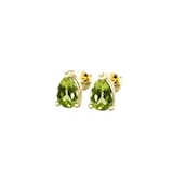 By Request 9ct Yellow Gold 4 Claw Pear Cut Peridot Stud Earrings