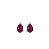 By Request 9ct White Gold 4 Claw Pear Cut Ruby Stud Earrings