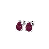 By Request 9ct White Gold 4 Claw Pear Cut Ruby Stud Earrings