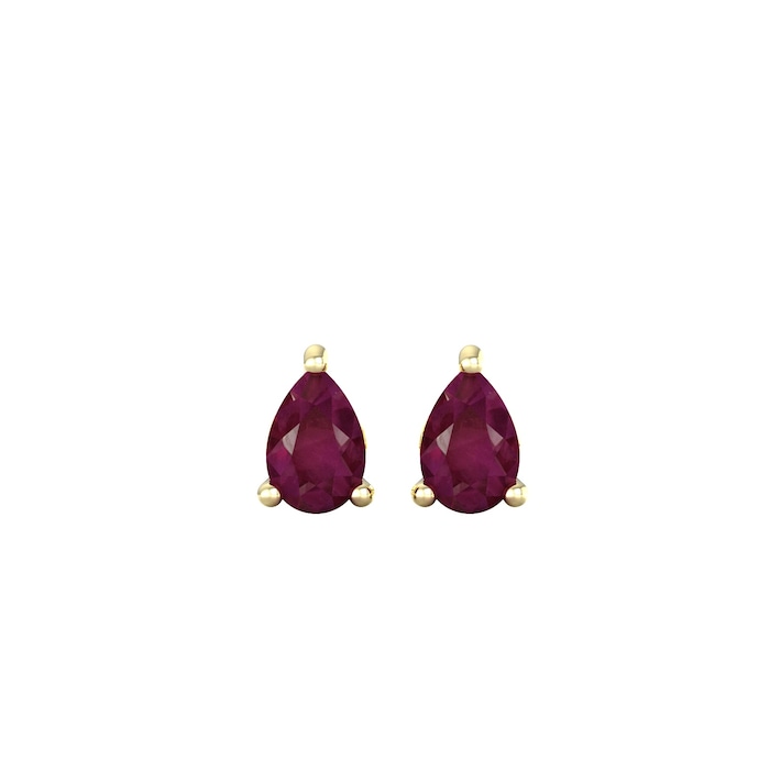 By Request 9ct Yellow Gold 4 Claw Pear Cut Ruby Stud Earrings