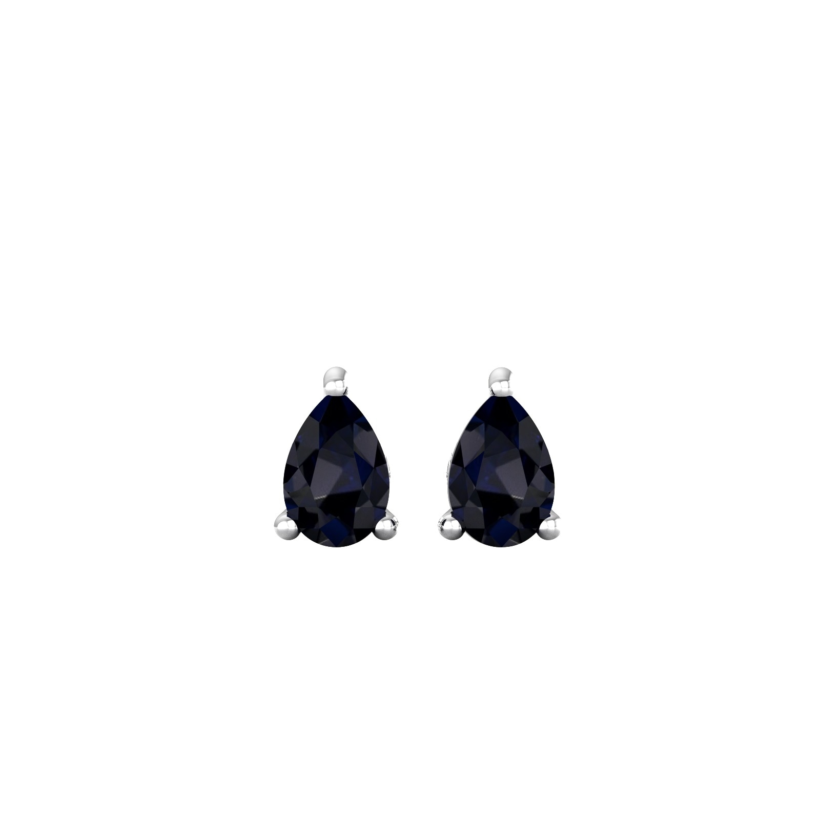 9ct White Gold 4 Claw Pear Cut Sapphire Stud Earrings
