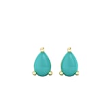 By Request 9ct Yellow Gold 4 Claw Pear Cut Turquoise Stud Earrings