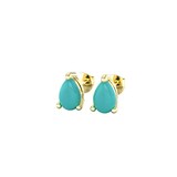 By Request 9ct Yellow Gold 4 Claw Pear Cut Turquoise Stud Earrings