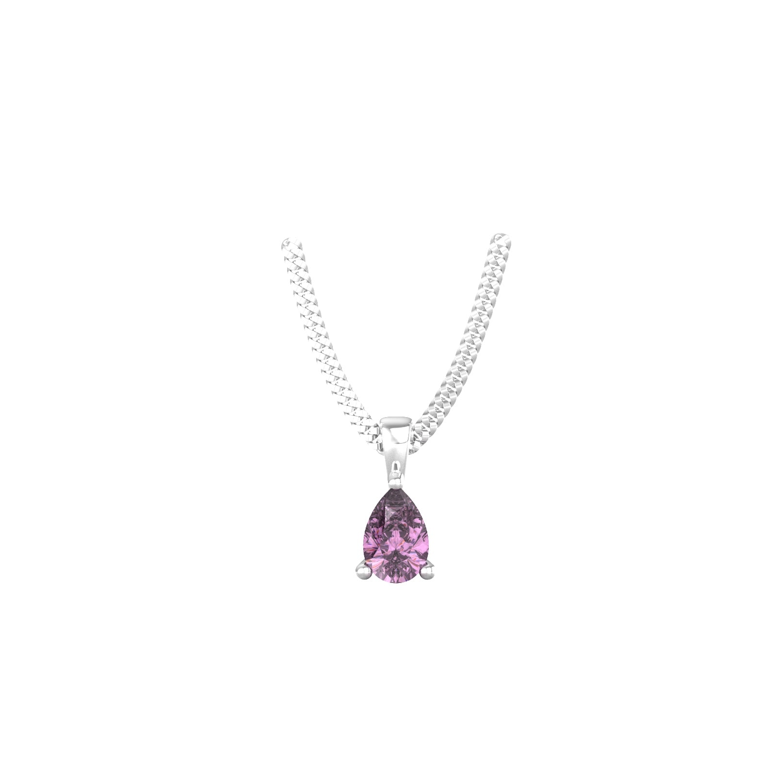 By Request 9ct White Gold 4 Claw Pear Cut Amethyst Pendant & Chain By Request 9ct White Gold 4 Claw Pear Cut Amethyst Pendant & Chain