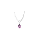 By Request 9ct White Gold 4 Claw Pear Cut Amethyst Pendant & Chain