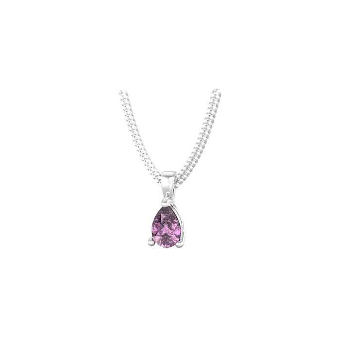 By Request 9ct White Gold 4 Claw Pear Cut Amethyst Pendant & Chain