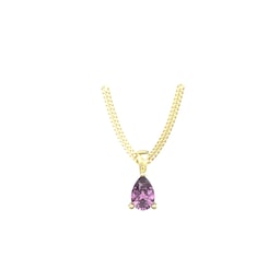 37894326 - 9ct Yellow Gold 4 Claw Pear Cut Amethyst Pendant 
Chain