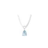 By Request 9ct White Gold 4 Claw Pear Cut Aquamarine Pendant & Chain