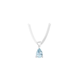 37894327 - 9ct White Gold 4 Claw Pear Cut Aquamarine Pendant & Chain