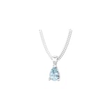 By Request 9ct White Gold 4 Claw Pear Cut Aquamarine Pendant & Chain