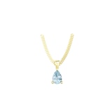 By Request 9ct Yellow Gold 4 Claw Pear Cut Aquamarine Pendant & Chain