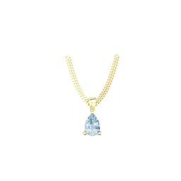 37894328 - 9ct Yellow Gold 4 Claw Pear Cut Aquamarine Pendant & Chain