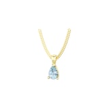 By Request 9ct Yellow Gold 4 Claw Pear Cut Aquamarine Pendant & Chain