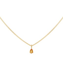 37894330 - 9ct Yellow Gold 4 Claw Pear Cut Citrine Pendant & Chain