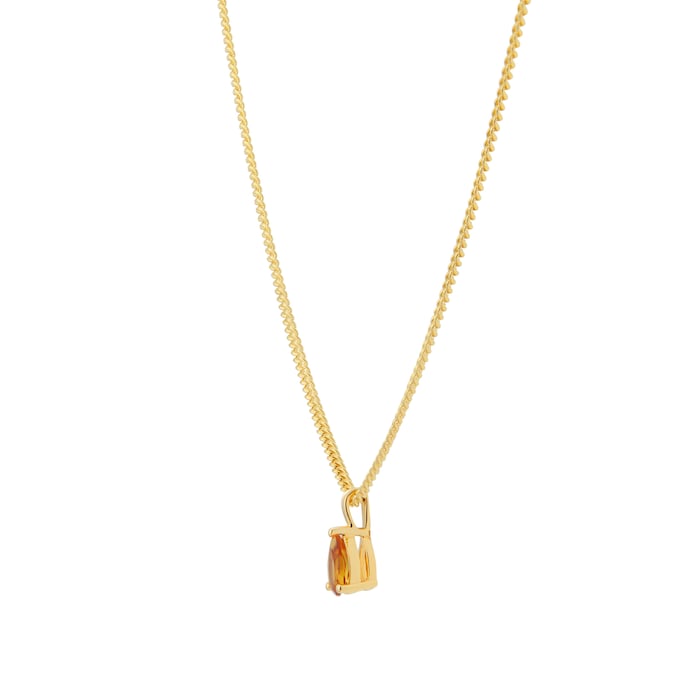 By Request 9ct Yellow Gold 4 Claw Pear Cut Citrine Pendant & Chain