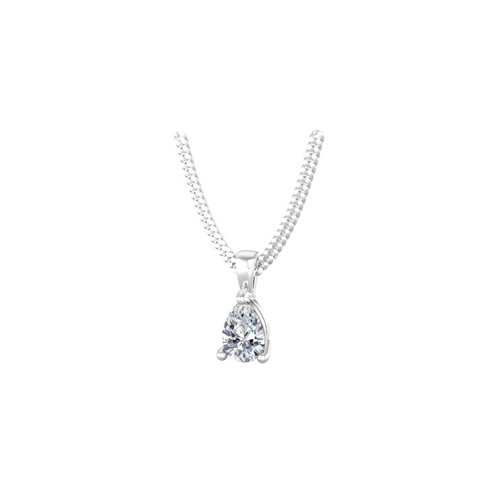 By Request 9ct White Gold 4 Claw Pear Cut 0.40ct Diamond Pendant & Chain