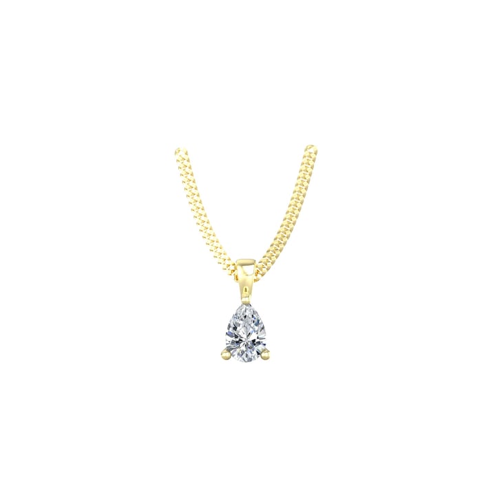 By Request 9ct Yellow Gold 4 Claw Pear Cut 0.40ct Diamond Pendant & Chain