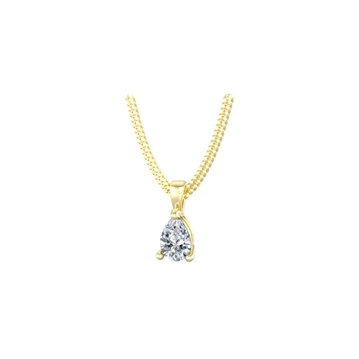 By Request 9ct Yellow Gold 4 Claw Pear Cut 0.40ct Diamond Pendant & Chain