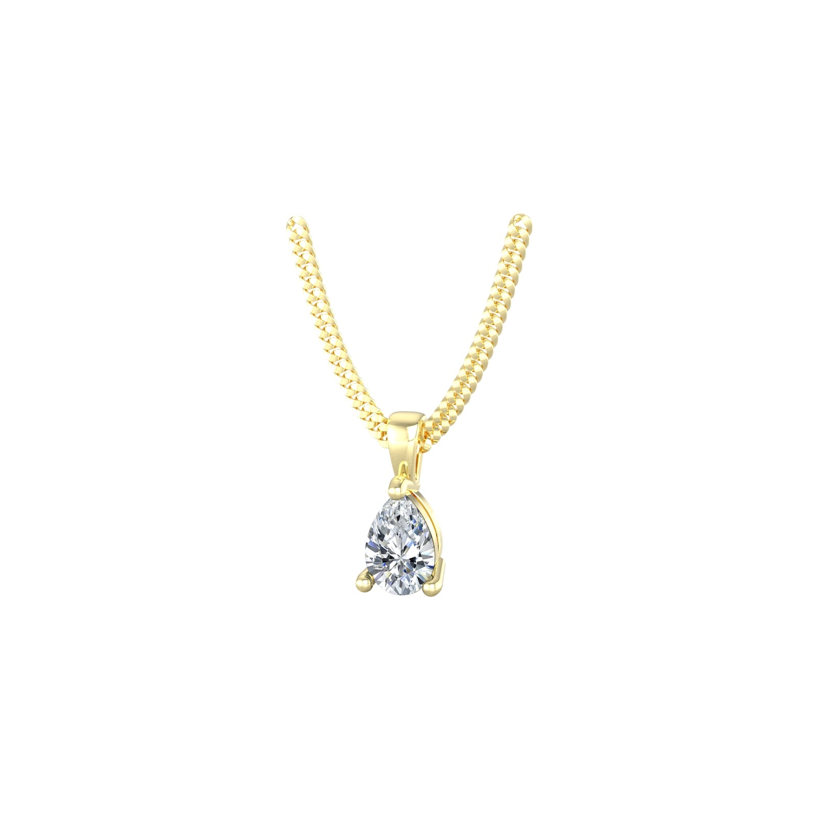 By Request 9ct Yellow Gold 4 Claw Pear Cut 0.40ct Diamond Pendant 
Chain