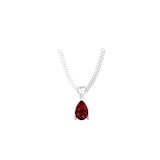 By Request 9ct White Gold 4 Claw Pear Cut Garnet Pendant & Chain