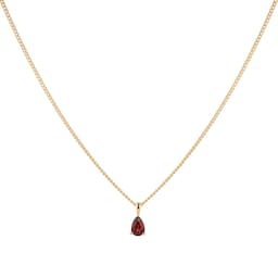 37894336 - 9ct Yellow Gold 4 Claw Pear Cut Garnet Pendant & Chain