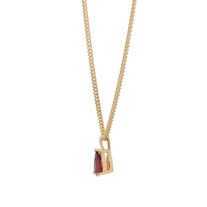 By Request 9ct Yellow Gold 4 Claw Pear Cut Garnet Pendant & Chain