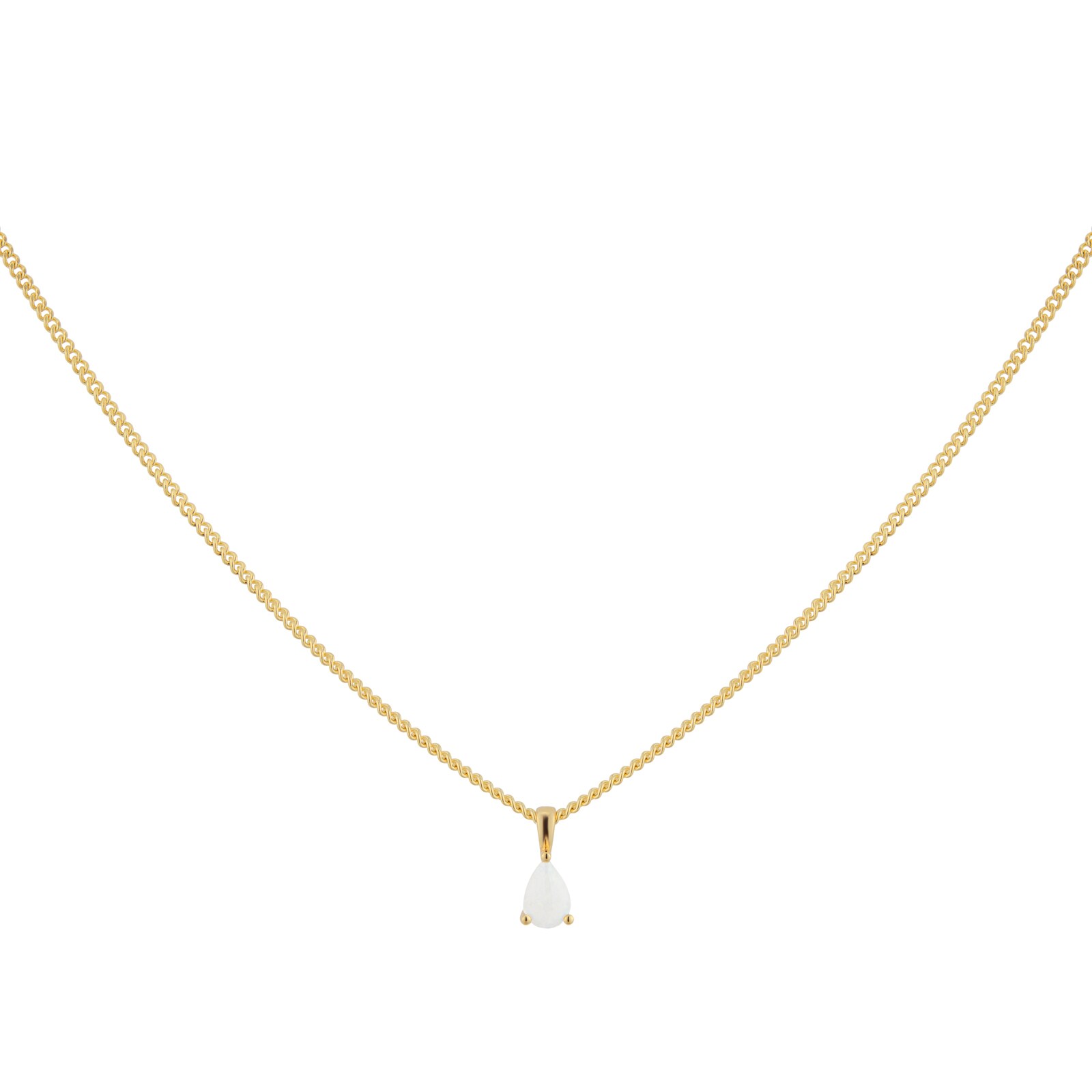 By Request 9ct Yellow Gold 4 Claw Pear Cut Opal Pendant & Chain