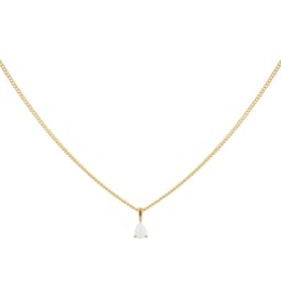 37894338 - 9ct Yellow Gold 4 Claw Pear Cut Opal Pendant 
Chain