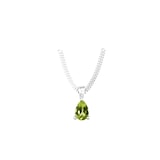 By Request 9ct White Gold 4 Claw Pear Cut Peridot Pendant & Chain